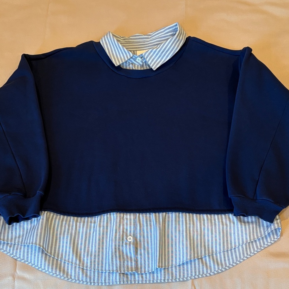 Maeve dark Blue Layered Shirt.  Size 2X